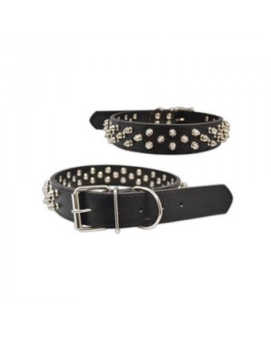 Collar de Piel con Puntas de Metal 70cm Collar de Piel con Puntas de Metal 70cm