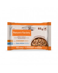 Natures Variety Cat Bites in Gravy Pack 2xPollo + 2x Salmón