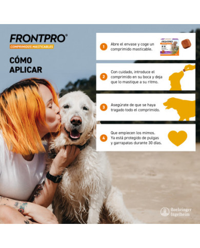 Frontpro Comprimidos Masticables Antiparasitarios Perros tres comprimidos pulgas garrapatas