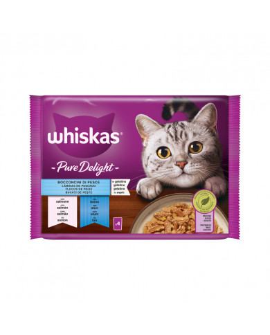 Whiskas Pack Pure Delight Salmón y Atún 4uni 85gr