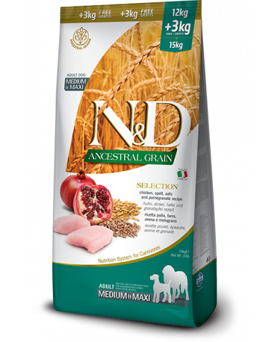 Farmina ND Ancestral Grain Selection Medium Maxi Pollo 12+3kg