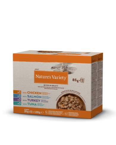 Natures Variety Cat Bites in Gravy Pack 12x85gr Natures Variety Cat Bites in Gravy Pack 12x85gr