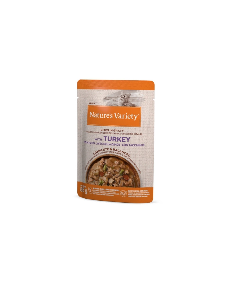 Natures Variety Cat Bites in Gravy Pavo 85gr