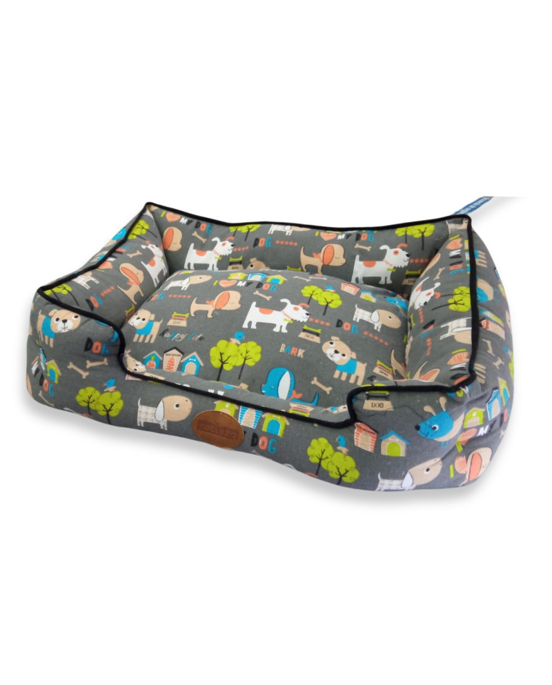 Cama Tipo Cuna Estampada Gris Perrito