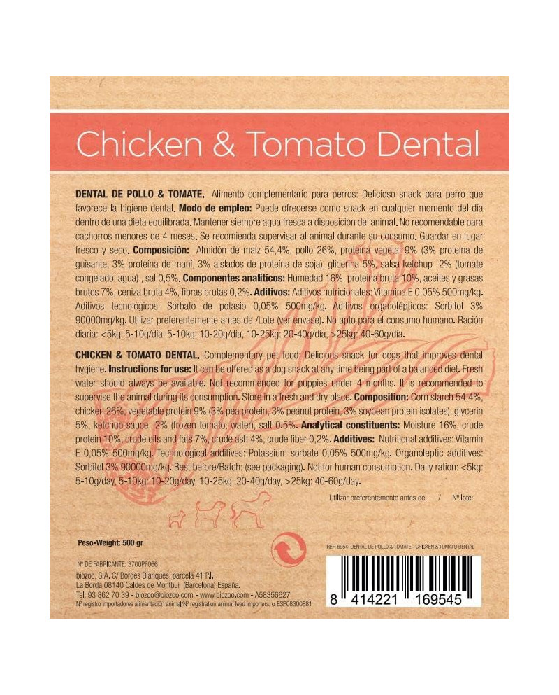 Palito Dental Crujiente Pollo y Tomate 500 gr