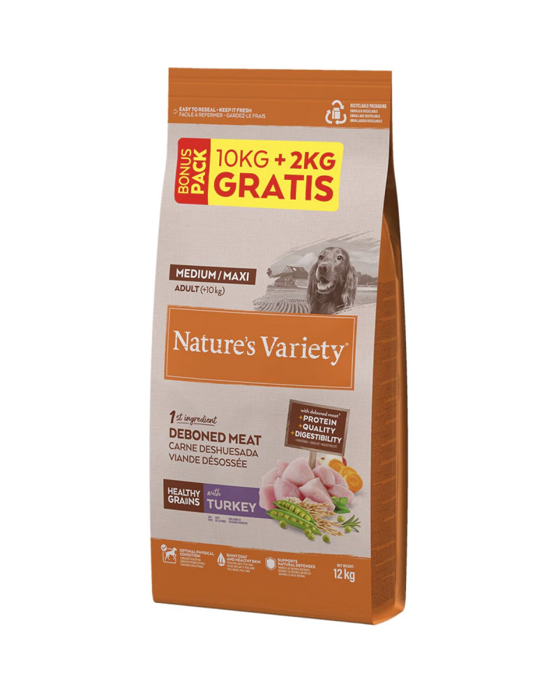 Natures Variety Turkey Adulto Medium Healthy Grains 10+2kg