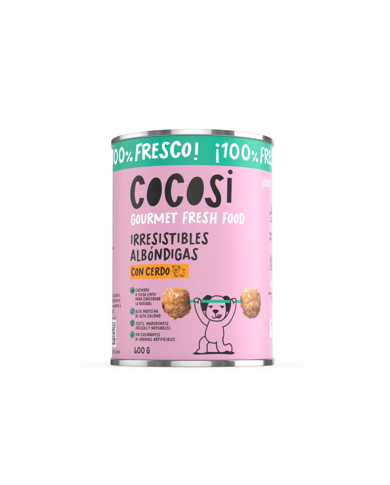 Cocosi Albóndigas Cerdo 400 g – Comida Húmeda Natural para Perros