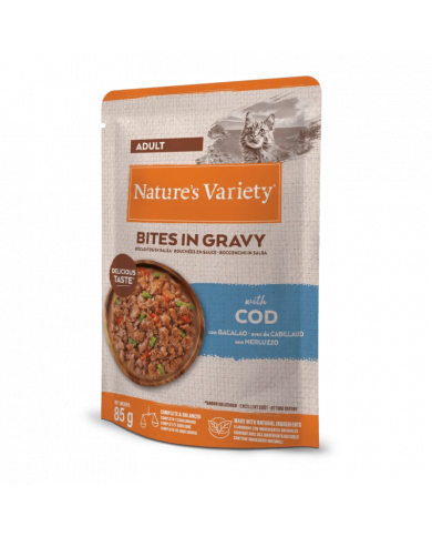 Natures Variety Cat Bites in Gravy Bacalo 85gr Natures Variety Cat Bites in Gravy Bacalo 85gr