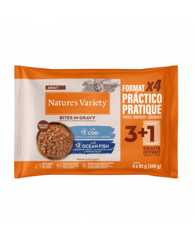 Natures Variety Cat Bites in Gravy  Multipack Bacalao Pescado del Oceano Natures Variety Cat Bites in Gravy  Multipack Bacalao Pescado del Oceano