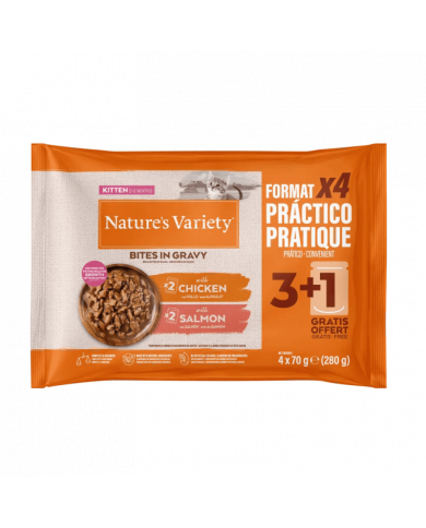 Natures Variety Cat Bites in Gravy  Multipack Kitten Gatitos Pollo Salmon Natures Variety Cat Bites in Gravy  Multipack Kitten Gatitos Pollo Salmon