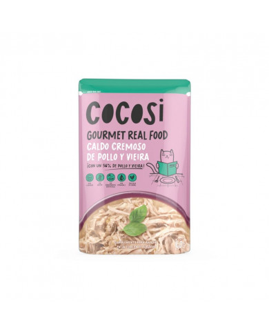 Cocosi Gourmet Fresh Food - Caldo Cremoso de Pollo y Vieira 40gr| Comida Natural para Gatos
