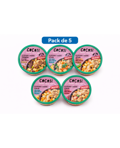 Cocosi Estofado Casero Pack 5 sabores  280gr – Comida Semi‑Húmeda Natural para Perros