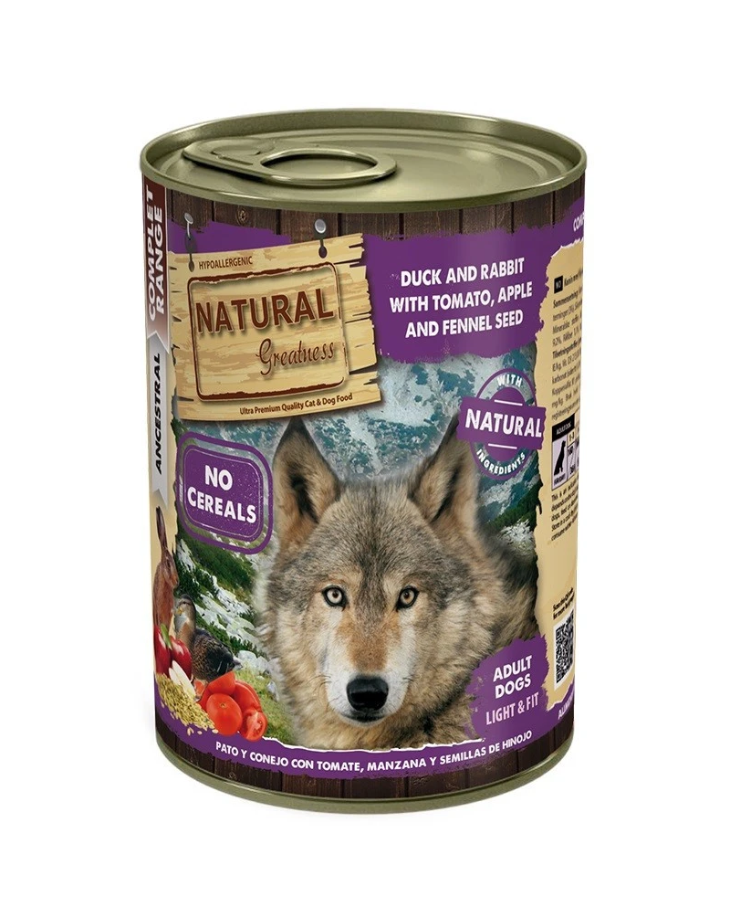 Natural Greatness Pato y Conejo, tomate y manzana lata 400gr