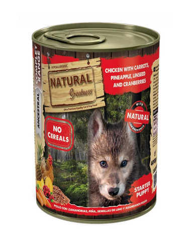 Natural Greatness Starter Puppy Pollo Zanahorias lata 400gr