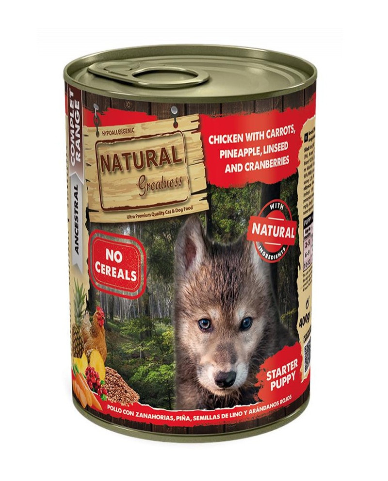 Natural Greatness Starter Puppy Pollo Zanahorias lata 400gr