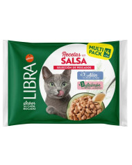 Libra Pack Sobres en Salsa Salmon y Atún para Gatos Adultos 4 x 85 Gr