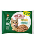 Libra Pack Sobres en Gelatina Pollo y Pavo para Gatos Adultos 4 x 85 Gr