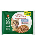Libra Pack Sobres en Gelatina Salmon y Atún para Gatos Adultos 4 x 85 Gr