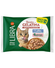 Libra Pack Sobres en Gelatina Salmon y Atún para Gatos Adultos 4 x 85 Gr