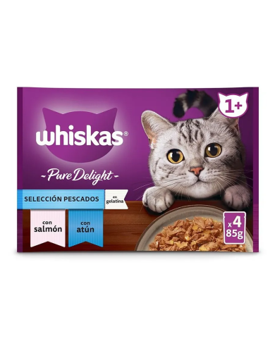 Whiskas Pack Pure Delight Salmón y Atún 4uni 85gr