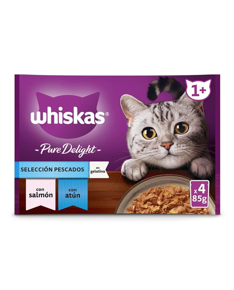 Whiskas Pack Pure Delight Salmón y Atún 4uni 85gr
