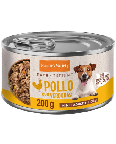 Nature’s Variety Paté Pollo y Verduras Lata para Perros Mini Adultos 200gr