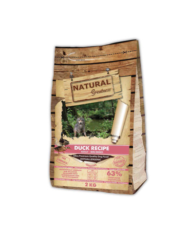 Saco Natural Greatness Receta de Pato Mini para perros adultos de raza pequeña